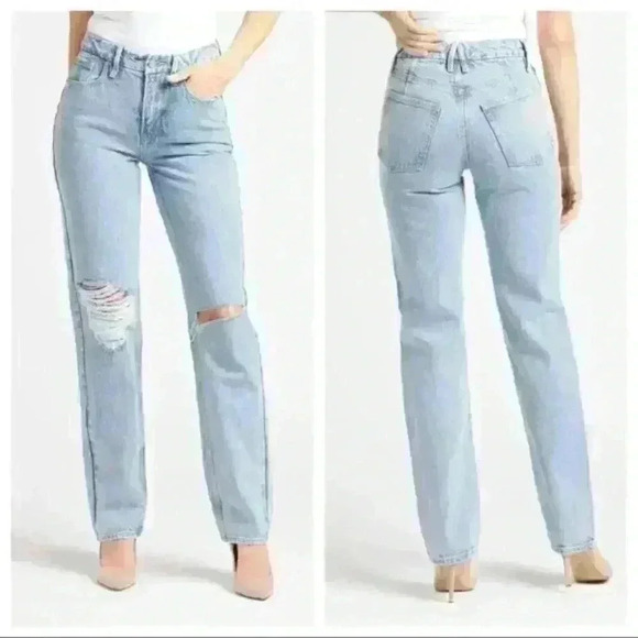 Good American 90’s Icon High Rise Straight Leg Distressed Jeans Size 2/26 - Picture 1 of 8